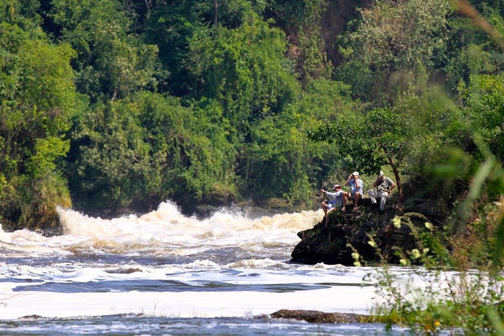 Fishing for Nile perch at the bottom of Murchison Falls